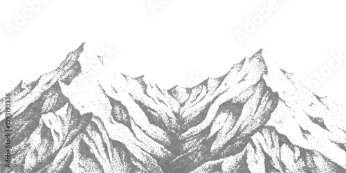 Majestic snow-capped mountain peaks piercing the sky, a breathtaking panorama of rugged terrain and natural grandeur under a clear expanse.