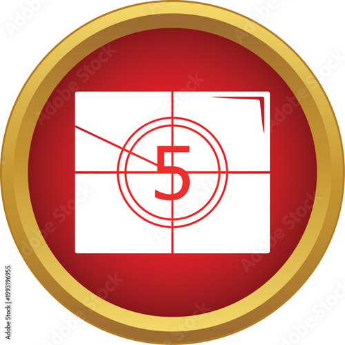 Film countdown symbol displaying the number five for a movie start concept