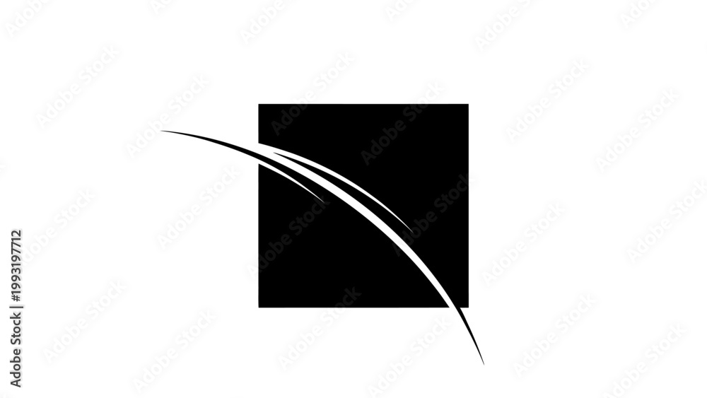Fotografie Black square with white curved lines.