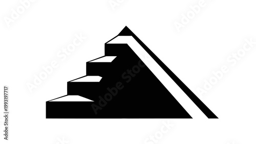 Black pyramid with steps illustration.