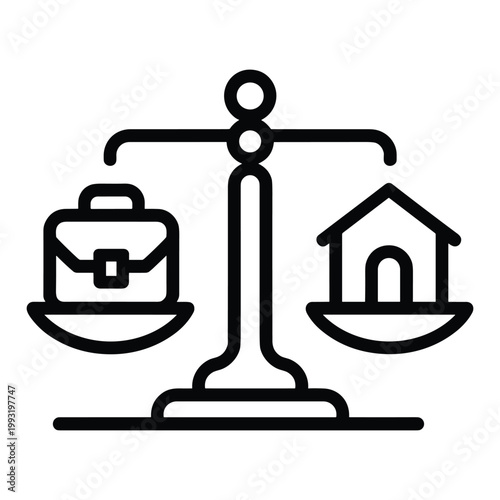 Conceptual illustration of balance between work and home life represented by scales