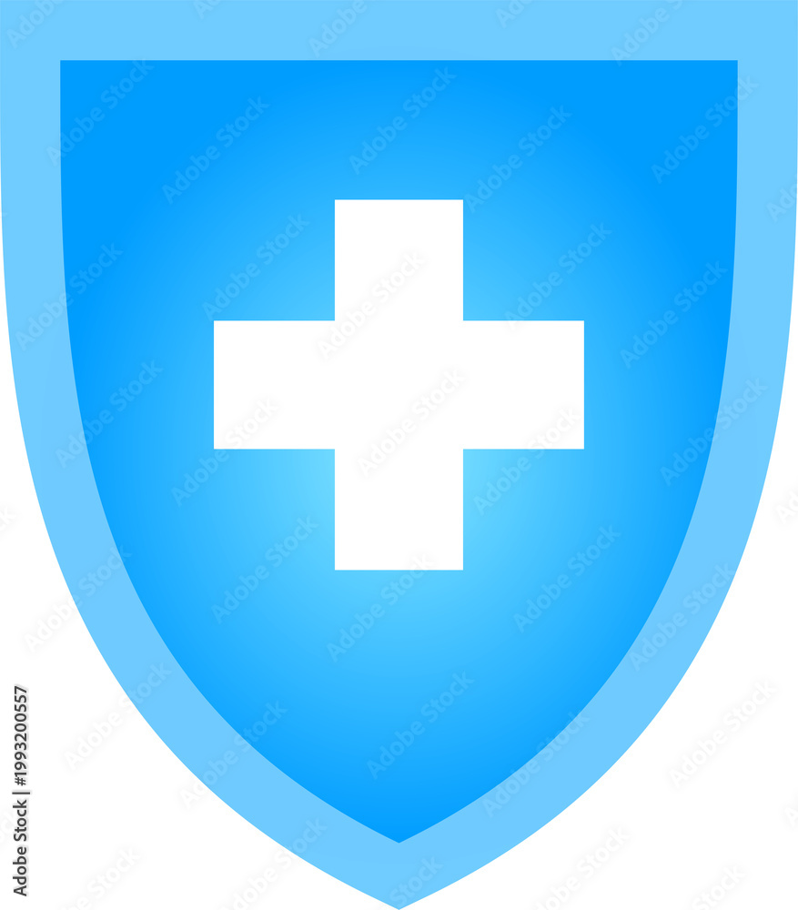 Fototapeta premium Medical Shield Icon Healthcare Protection Cross Symbol