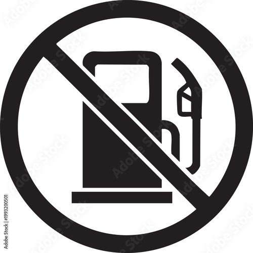 No gas station prohibition sign icon with prohibition, forbidden