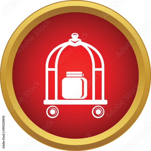 Hotel luggage cart transporting baggage, symbolizing hospitality service and travel accommodation
