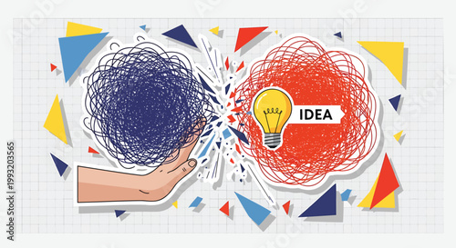 Creative idea, lightbulb moment, brainstorming concept, colorful inspiration