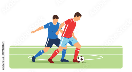 Soccer players competing on a green field during a game