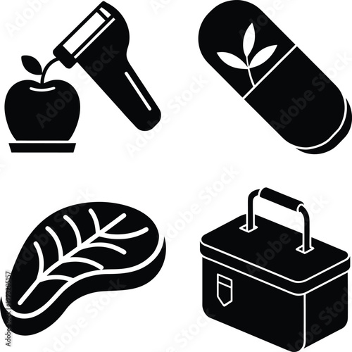 Healthy Nutrition and Diet Food Vector Icon Set