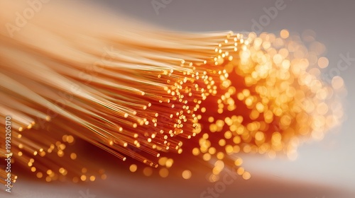 Side-angle studio fiber optic bundle golden amber glow bokeh warm
