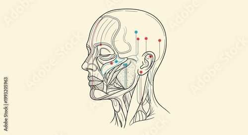 Anatomy of human face and head.