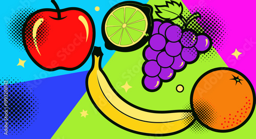 Colorful cartoon style fruit illustration