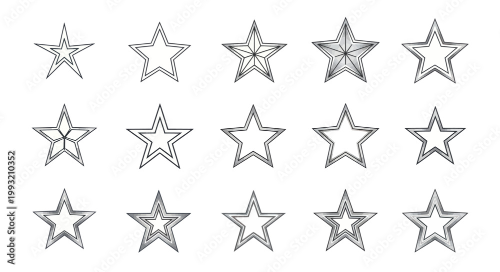 Fototapeta premium Collection of diverse star shapes and icons