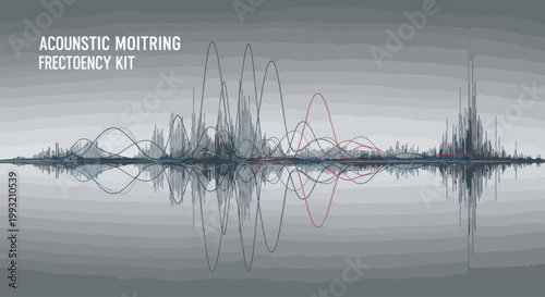 Abstract digital sound wave and acoustic frequency monitoring visualization