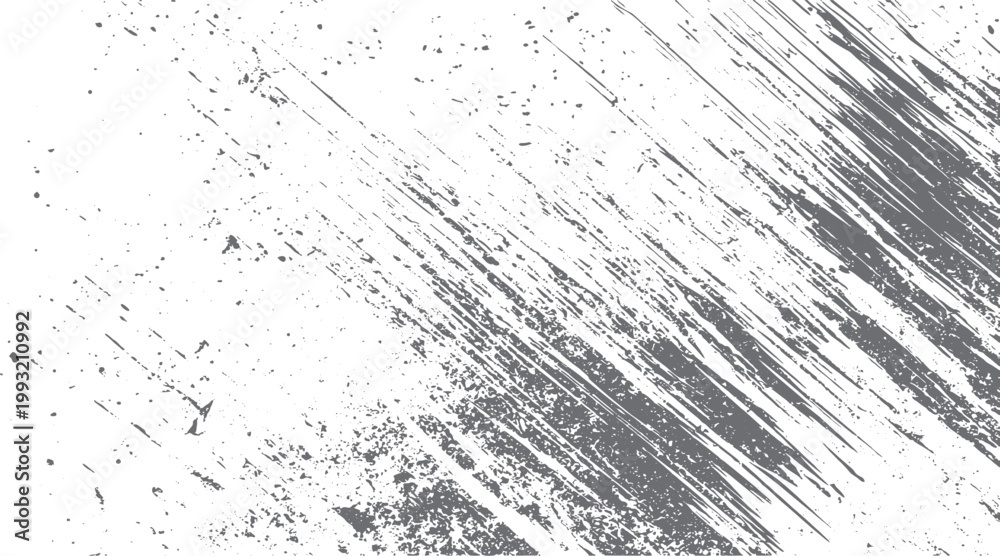 Obraz premium Distressed grey grunge texture with diagonal brush strokes and scattered speckles on white background