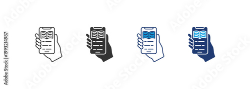 E-Book Icon Set Multiple Style Collection