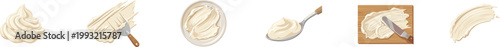 Vector set of butter or cream spreads and dollops