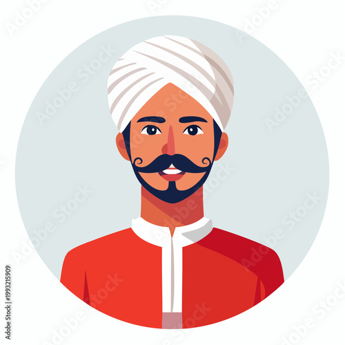 Indian Man Wearing a Turban and Traditional Clothing