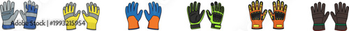 Vector set of various work gloves