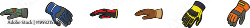 Set of protective work gloves vector icons