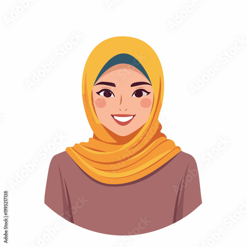 Smiling Woman Wearing a Yellow Hijab