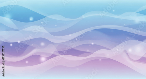 Abstract flowing waves background in pastel blue and purple with sparkling lights