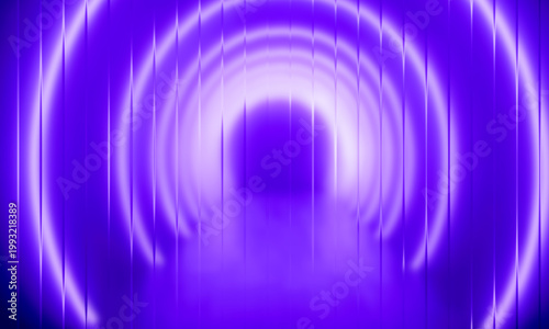 Neon tunnel glows with bright purple circular light rings creating an infinite corridor that leads the viewer into a futuristic deep space environment for immersive digital experiences.