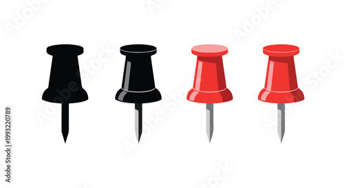 Close-up of colorful push pins on a white background for office supplies and organization