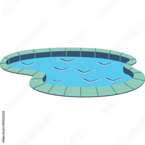 Swimming Pool Icon Flat Design, Pool Water Symbol, Aqua Recreation Illustration, Summer Leisure Icon