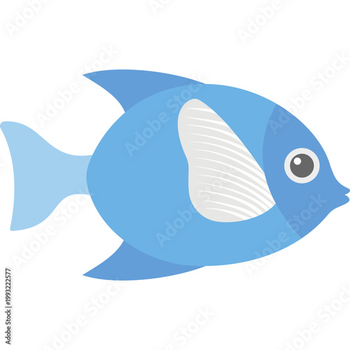 Aquatic Fish Icon Flat Design, Marine Water Fish Symbol, Ocean Life Illustration, Underwater Fish Icon