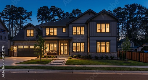 Blue Hour Symmetry Warm Glow Behind Black Frames
