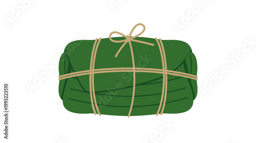 Wrapped green package with twine.