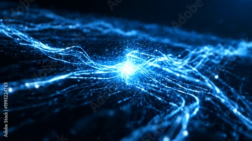 Abstract Digital Network Connectivity Concept With Glowing Blue Light Particles.