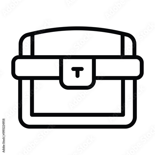 Minimal treasure chest outline illustration symbolizing wealth, storage, valuable items, and financial security concept.