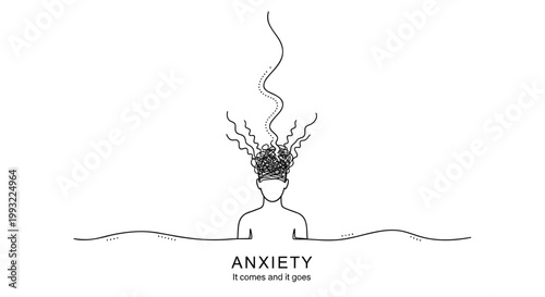 Anxiety, stress, mental health, vector illustration, emotional state
