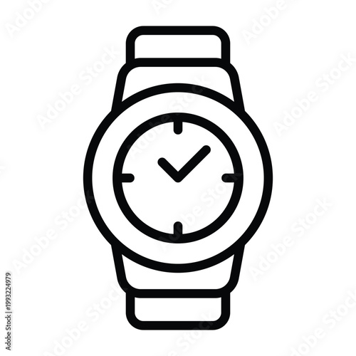 Minimal outline illustration of a wristwatch symbolizing time and productivity. Clean line style suitable for scheduling, business, and lifestyle concepts.