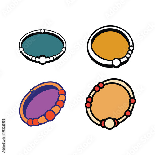 Colorful cartoon tambourines with different colored heads and decorative edges  musical instruments for kids and adults  fun and playful design elements