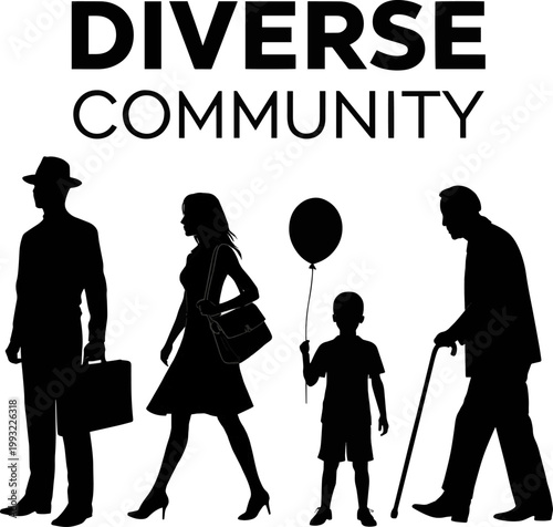 Create a realistic kinds of deferent Black silhouettes of people, vector art with white background.