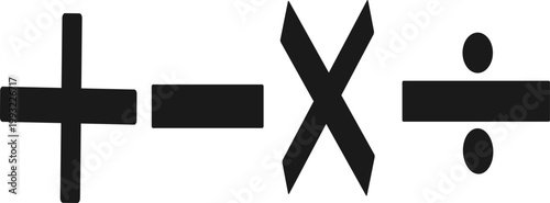 basic maths symbols ("plus, minus,divide,multiply")