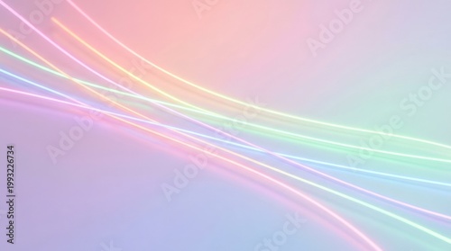 Pastel rainbow diagonal lines creating a soft neon glow, gentle abstract gradient background with clean modern appeal and delicate depth, soft gradient light, polished surfaces, refined contrast,