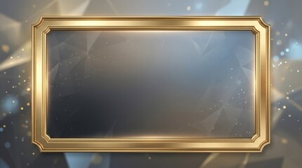 Classic gold metallic border framing a wide 16 by 9 video layout, modern design background, clean composition, generous copy space, refined texture, soft glow, polished finish, premium stock quality,