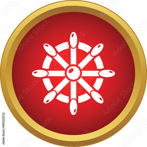 Dharma wheel symbol representing buddhism, spirituality, and eight fold path concepts