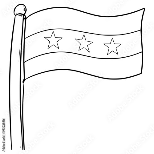 syria flag illustration hand drawn outline vector