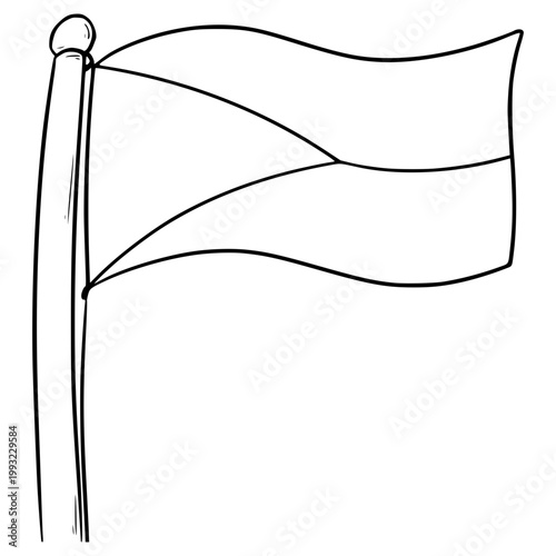 Czech flag illustration hand drawn outline vector