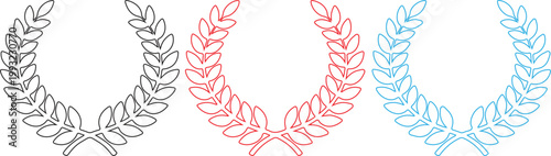 Laurel Wreath Icon Set Award Winner Victory Badge Outline Vector