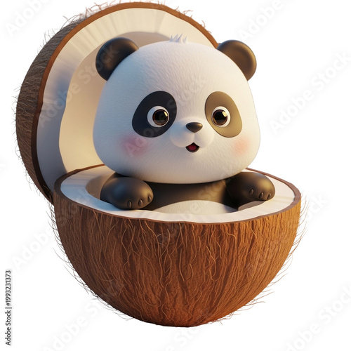 Baby Panda in Coconut Bowl