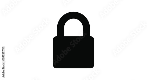 A stark black padlock graphic stands out against a white background silhouette