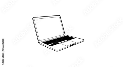 Sleek line art illustration of a modern portable computing device, perfect for digital work and learning