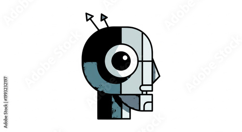 Robot Head Icon Design - Futuristic Artificial Intelligence and Technology Concept