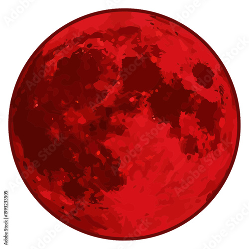 Foto Vibrant Red Moon Illustration - Celestial Body with Detailed Surface Texture