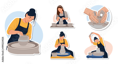 Cute cauliflower character is holding a scroll and a feather pen with an inkwell under a healthy food banner in a blue circle.