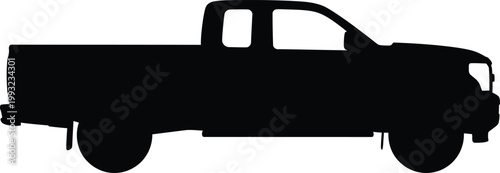 Black silhouette of a pickup truck Vector, illustration